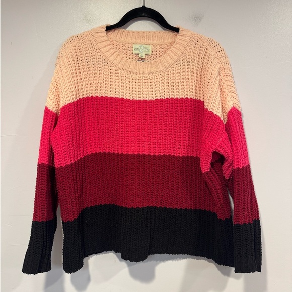 Jun & Ivy pink and black colorblock sweater - Picture 1 of 3